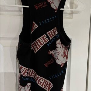 True Religion Black Tee with Red and Blue Accents